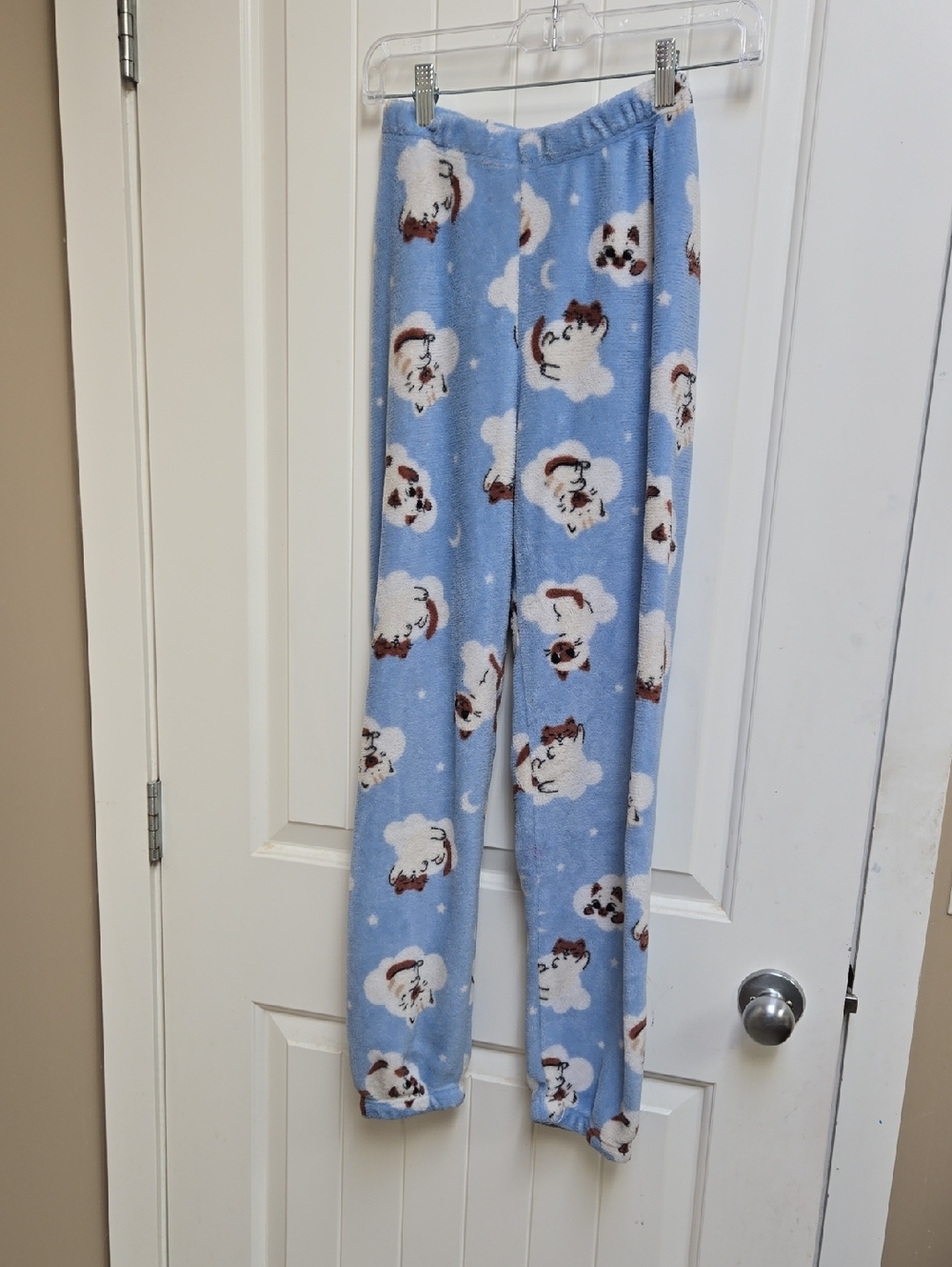 Weekend Edition Kids Blue Fleece Pajama Pants with Cloud and Puppy Print Small